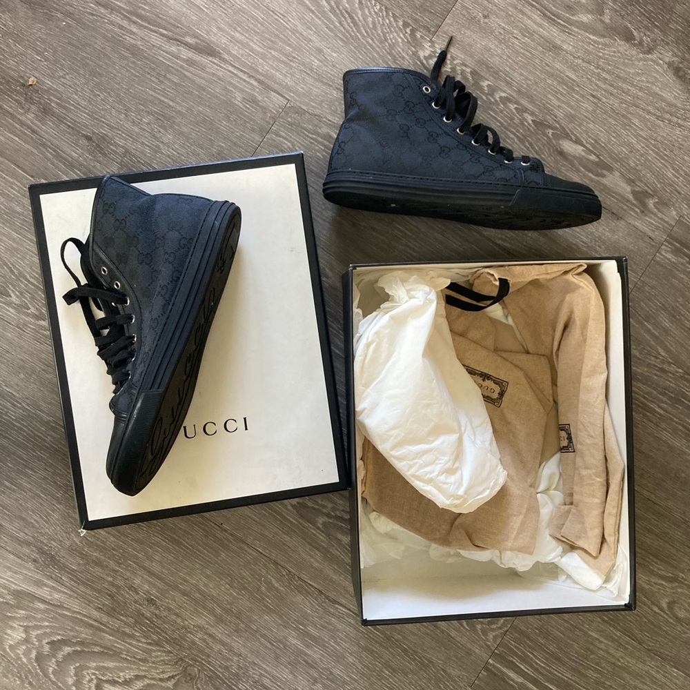 Gucci Black High-Top GG Monogram Sneakers